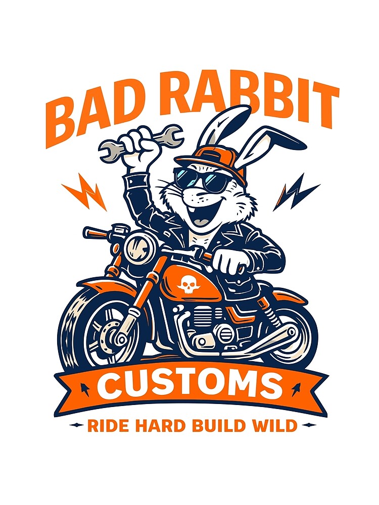 Bad Rabbit Customs Motorcycle T-Shirt by Matinez Pink