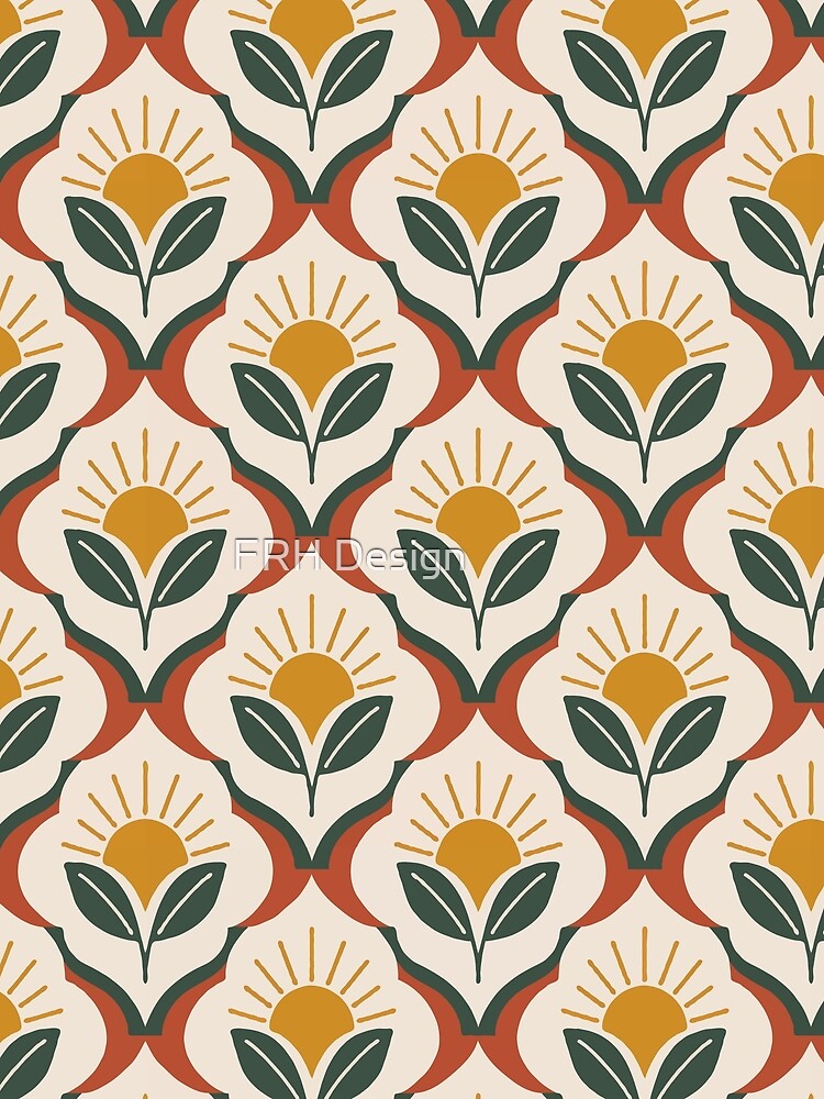 Sun Leaf Seamless Pattern Boho Floral Botanical Repeat Background by FRH Design ⭐⭐⭐⭐⭐
