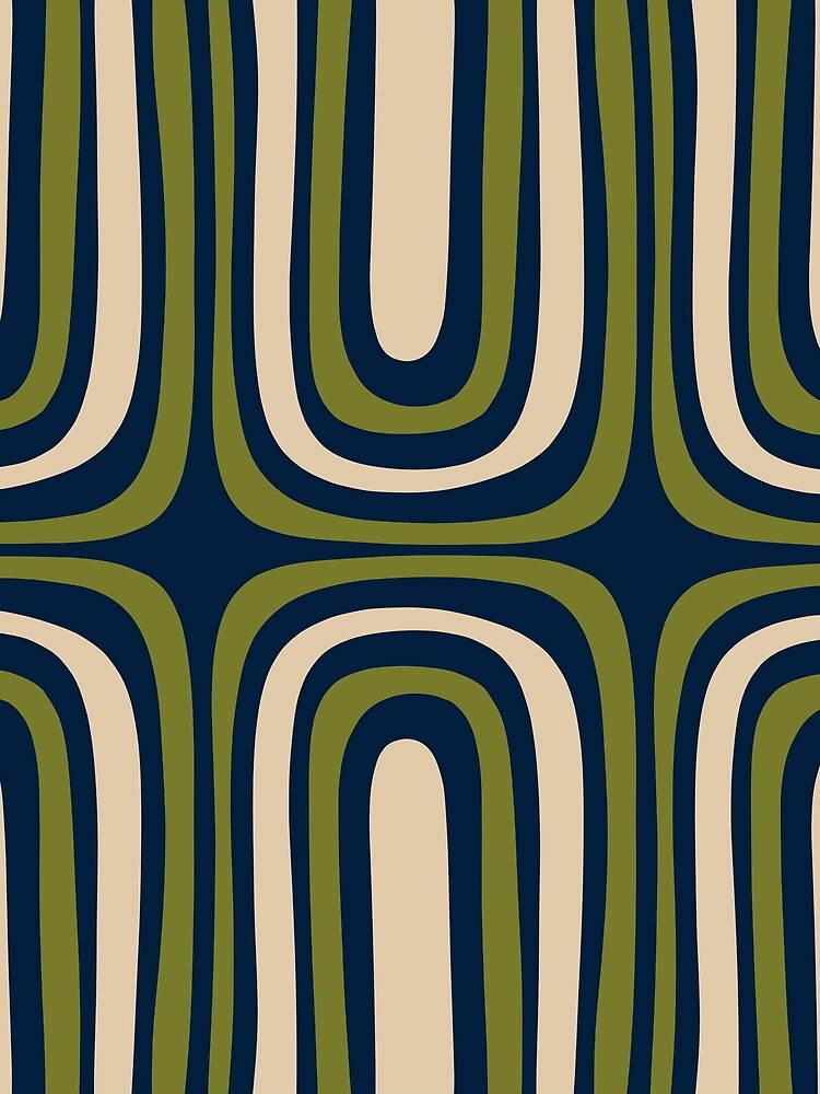 Midcentury Modern Confaab Abstract Pattern in Mid Mod Navy Blue and Olive Green by kierkegaard