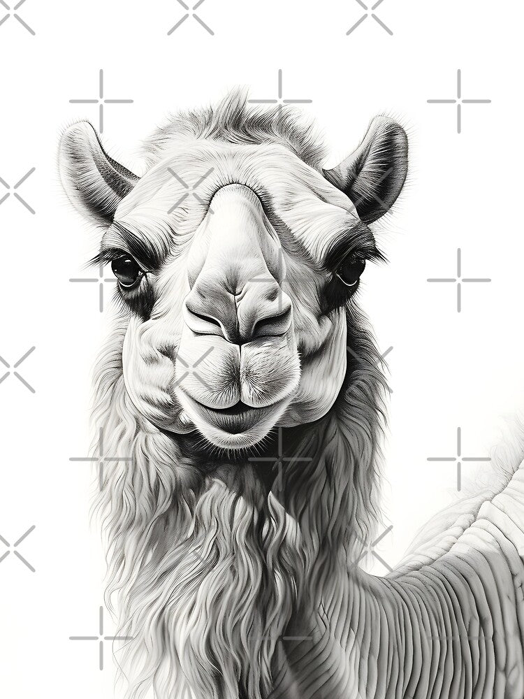 Black and white Camel drawing by Pencil-Art