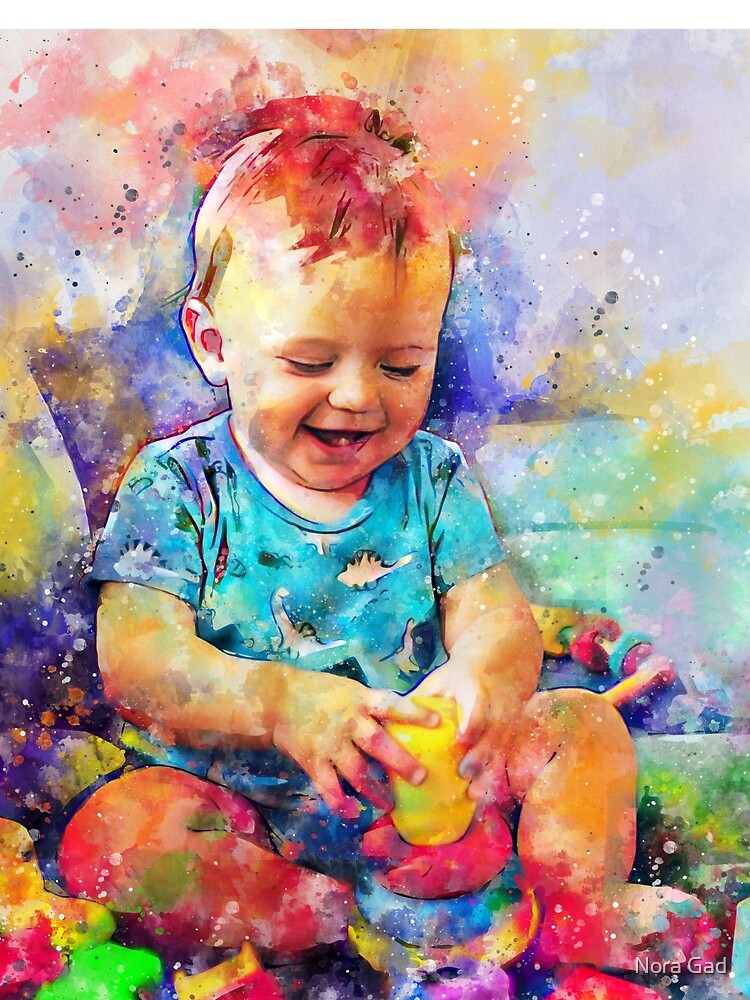Custom Baby watercolor  portrait by Nora Gad