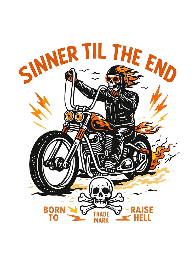 Motorcycle Biker Skull T-Shirt by Matinez Pink