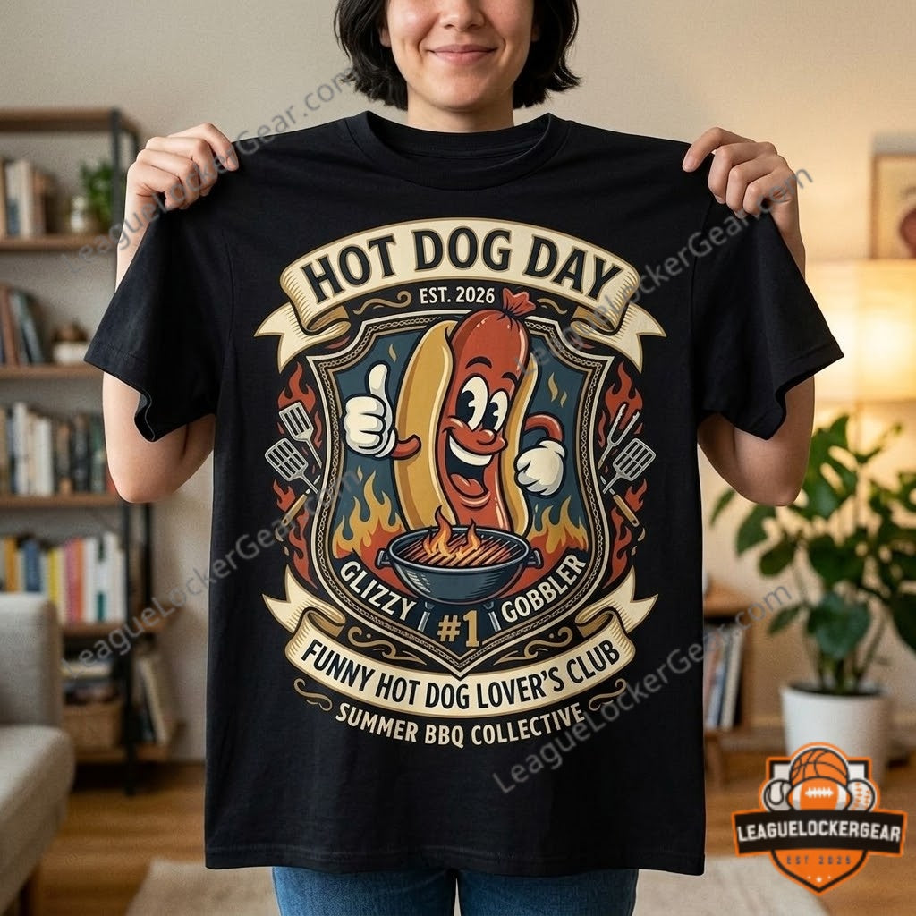 Funny Hot Dog Lover’s Club Hot Dog Day 2026 Glizzy Gobbler T-Shirt