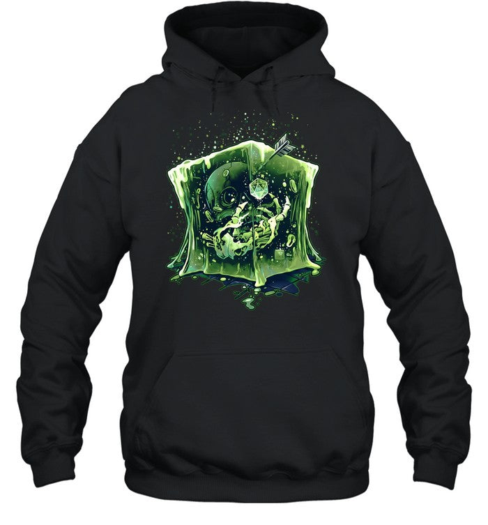 Gelatinous Cube Dungeons and Dragons Tabletop RPG Skull Skeleton Dice 20 Unisex T-Shirt
