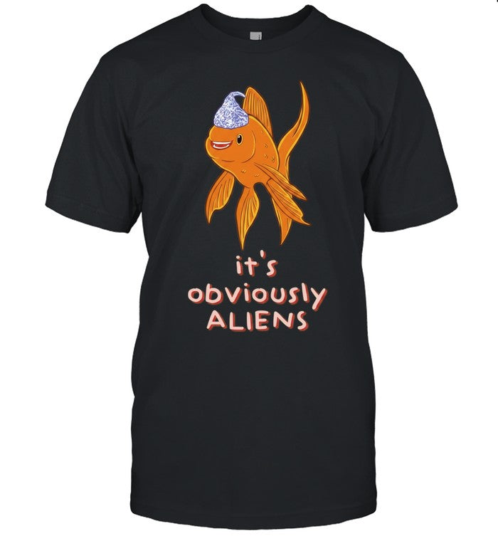 Goldfish wearing tin foil hat it is obviously aliens Unisex T-Shirt