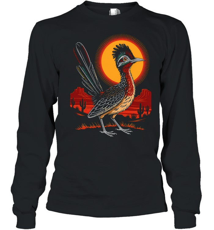 Greater Roadrunner Southwest Desert Nature Landscape Sunset Illustration Unisex T-Shirt