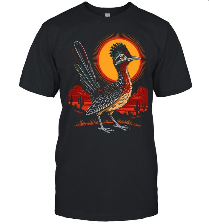 Greater Roadrunner Southwest Desert Nature Landscape Sunset Illustration Unisex T-Shirt
