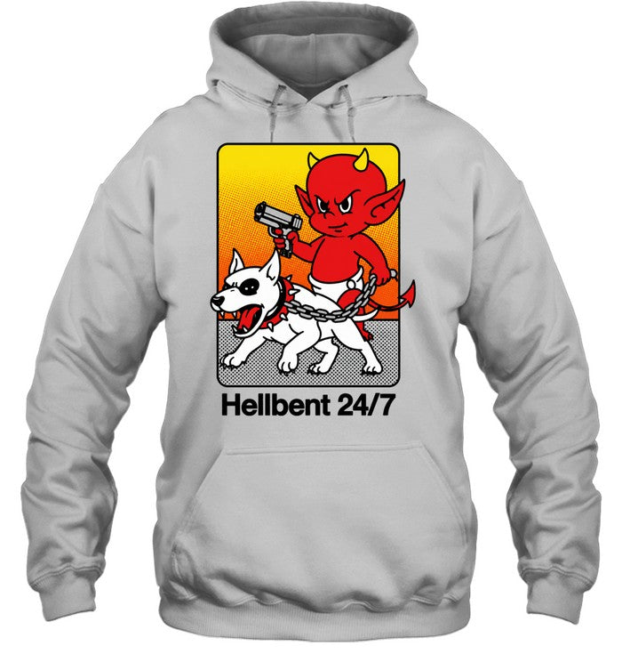Hellbent 24 7 Distressed Devil and Pitbull Unisex T-Shirt