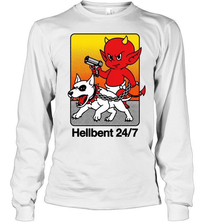 Hellbent 24 7 Distressed Devil and Pitbull Unisex T-Shirt