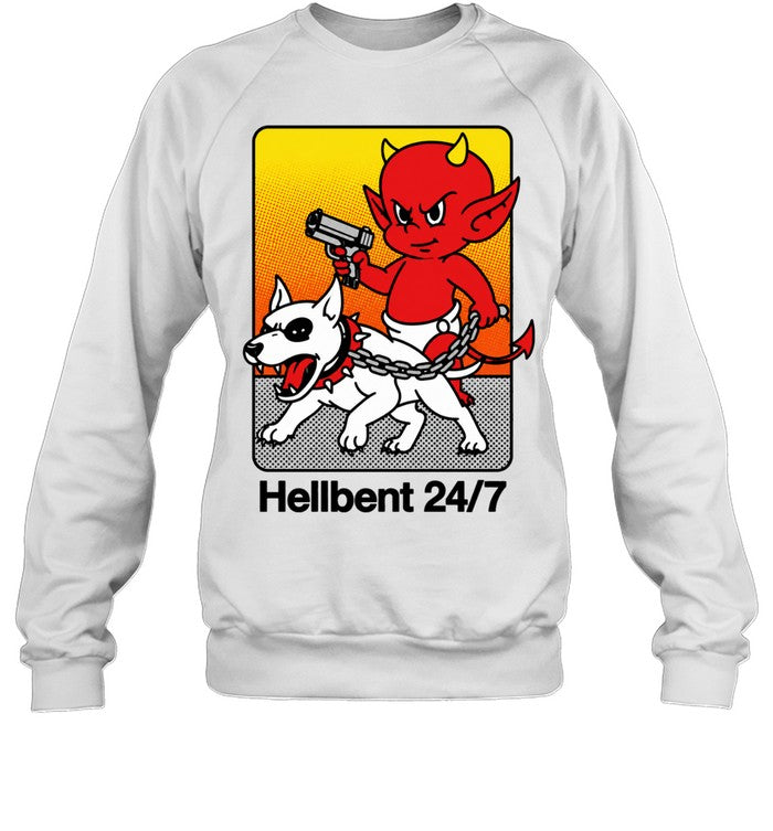 Hellbent 24 7 Distressed Devil and Pitbull Unisex T-Shirt