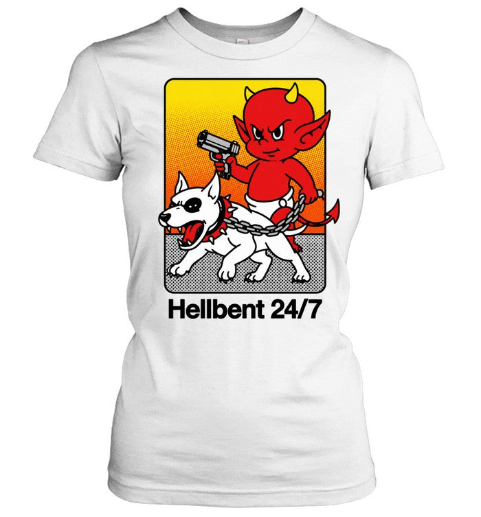 Hellbent 24 7 Distressed Devil and Pitbull Unisex T-Shirt