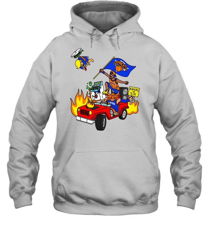 In Six Car Driving Fire Helicopter Cartoon Unisex T-Shirt