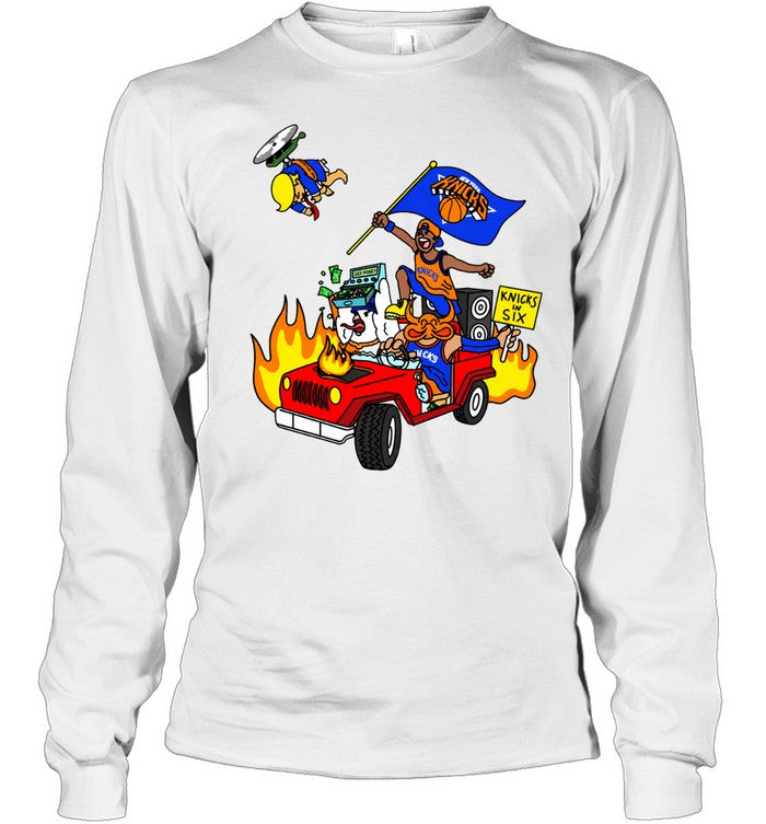 In Six Car Driving Fire Helicopter Cartoon Unisex T-Shirt