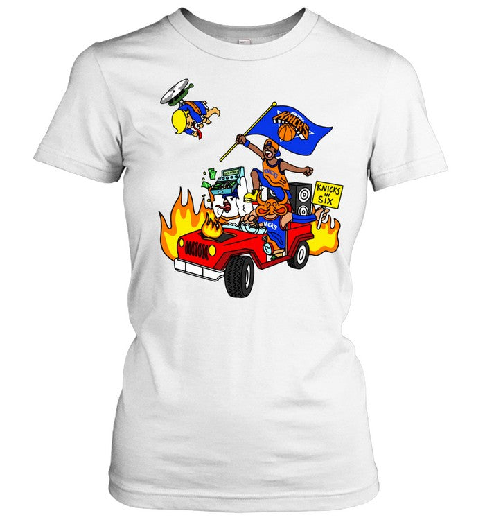 In Six Car Driving Fire Helicopter Cartoon Unisex T-Shirt