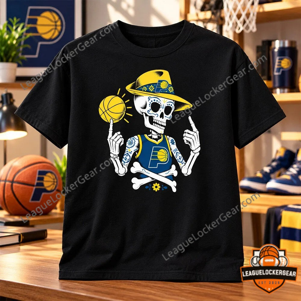 Indiana Pacers Mexico City CDMX Game 2026 Sugar Skull Skeleton Hoodie