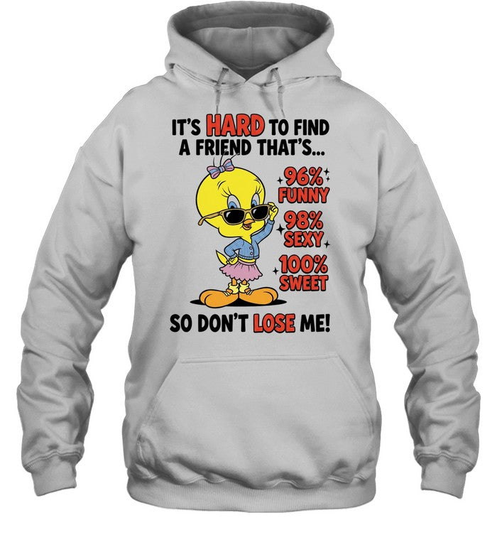 It’s Hard To Find A Friend Funny Cute Yellow Bird Sunglasses Graphic Unisex T-Shirt