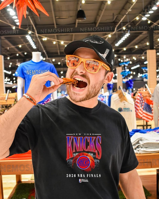 New York Knicks 2026 NBA Finals ball skyline shirt