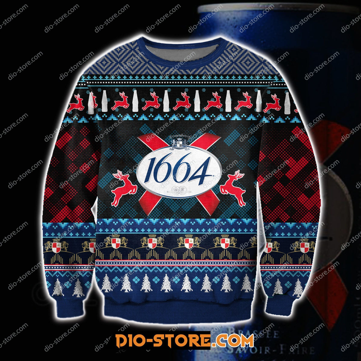 Kronenbourg Brewery Knitting Pattern 3D Print Ugly Sweater