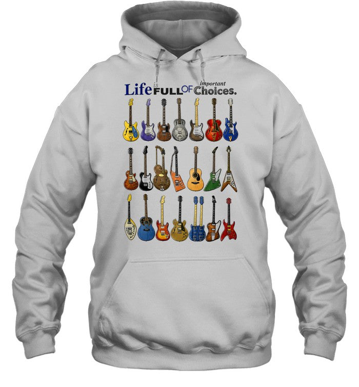 Life is Full Of Important Choices Grid Colorful Electric Guitars Unisex T-Shirt
