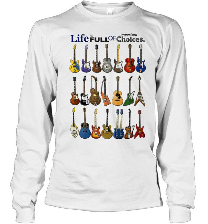 Life is Full Of Important Choices Grid Colorful Electric Guitars Unisex T-Shirt