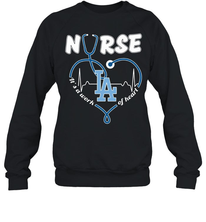 Los Angeles Dodgers nurse it’s a work of heart stethoscope shaped heart Unisex T-Shirt