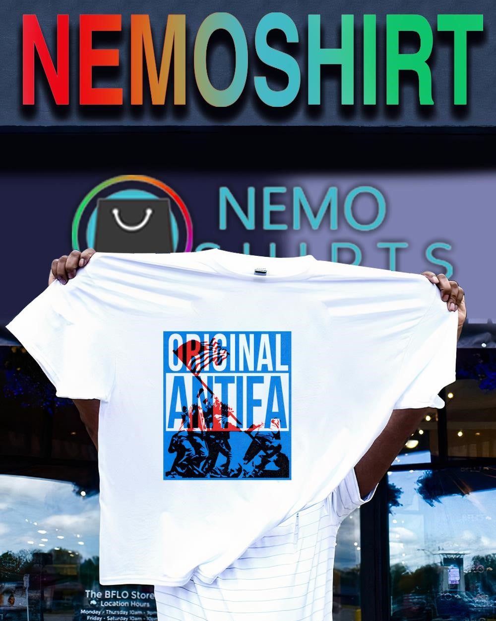 Original Antifa U.S. flag on Iwo Jima World War II shirt