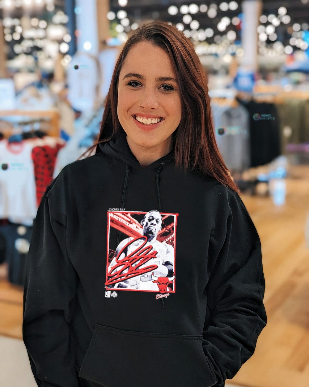 Dennis Rodman Chicago Bulls NBA freeze frame graphic shirt