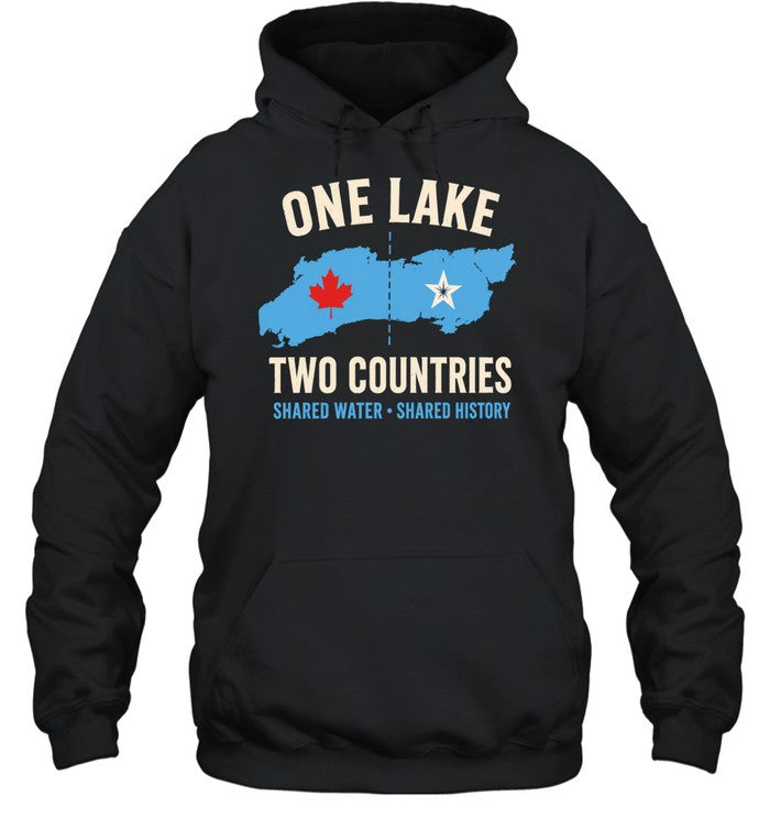 One Lake two countries shared water shared history Unisex T-Shirt