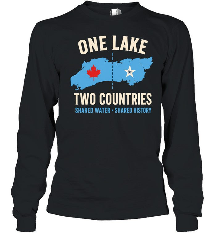 One Lake two countries shared water shared history Unisex T-Shirt