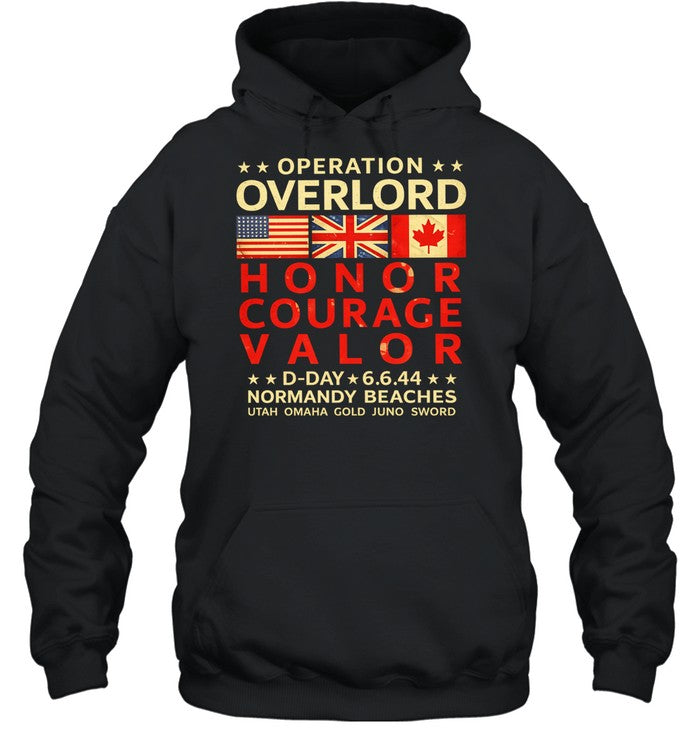 Operation Overlord Honor Courage Valor D-Day 6.6.44 Normandy Beaches Unisex T-Shirt