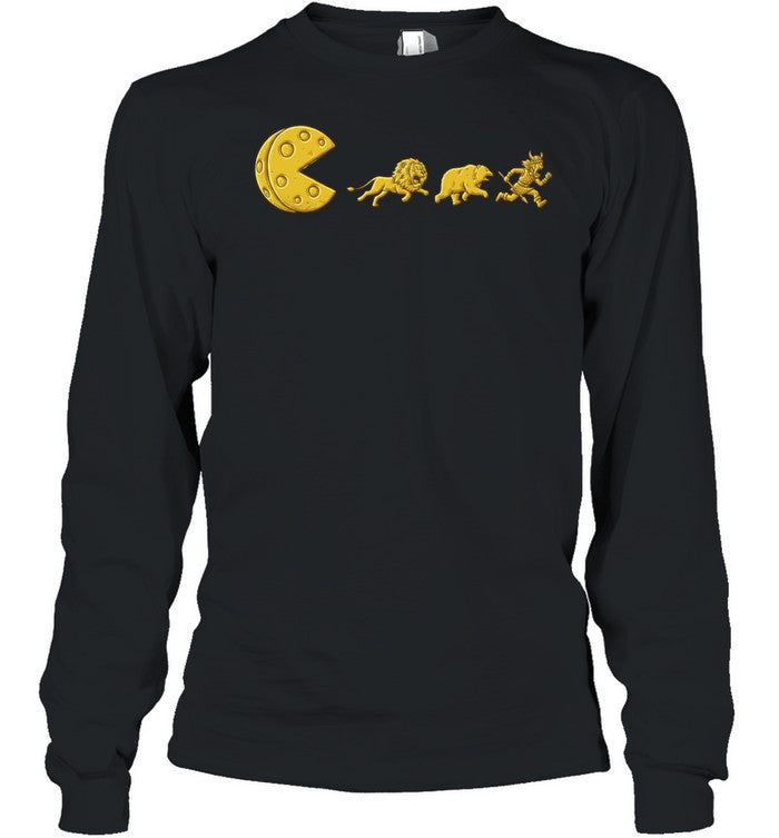 Pac-Man lion bear viking chasing cheese reference parody Unisex T-Shirt