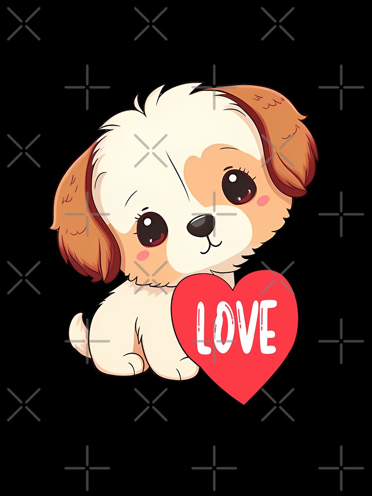 Cute Dog With Red Heart Love Valentines Day for Dog Lover by Vexel Studio