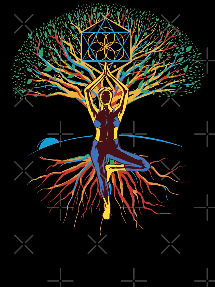 Yoga tree of life design A person does yoga in front of a tree by ReneMM