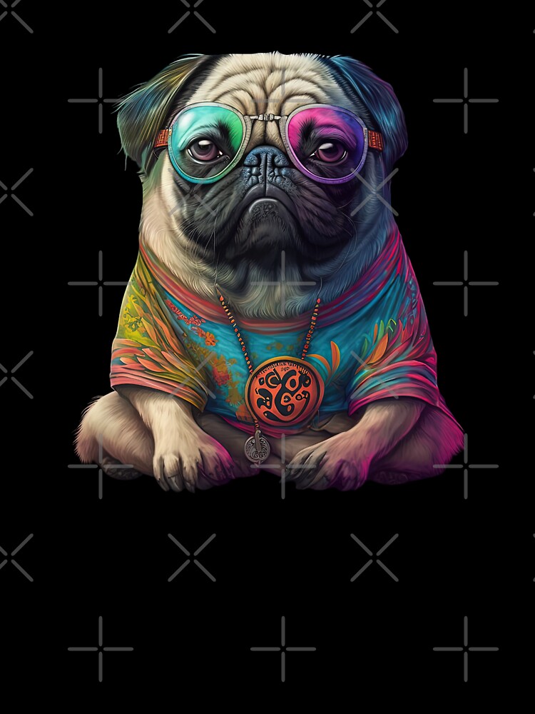 Funny pug hippie by AnimalArtPhotos