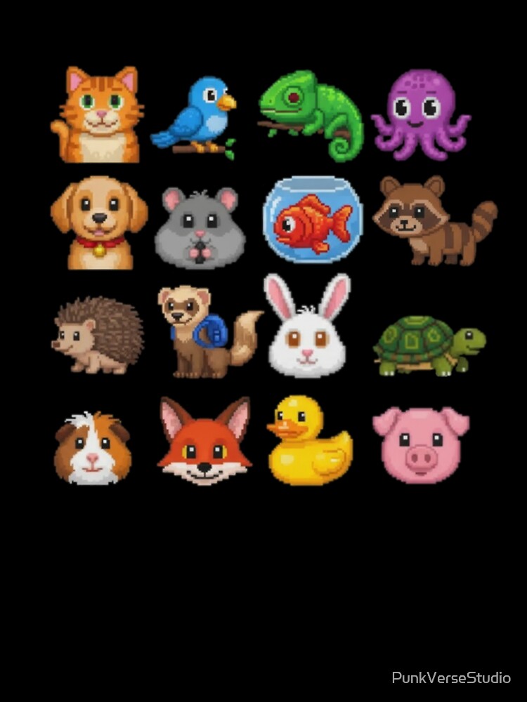 Cute Pixel Pets Collection | Retro 8-Bit Animals Pixel Art by PunkVerseStudio