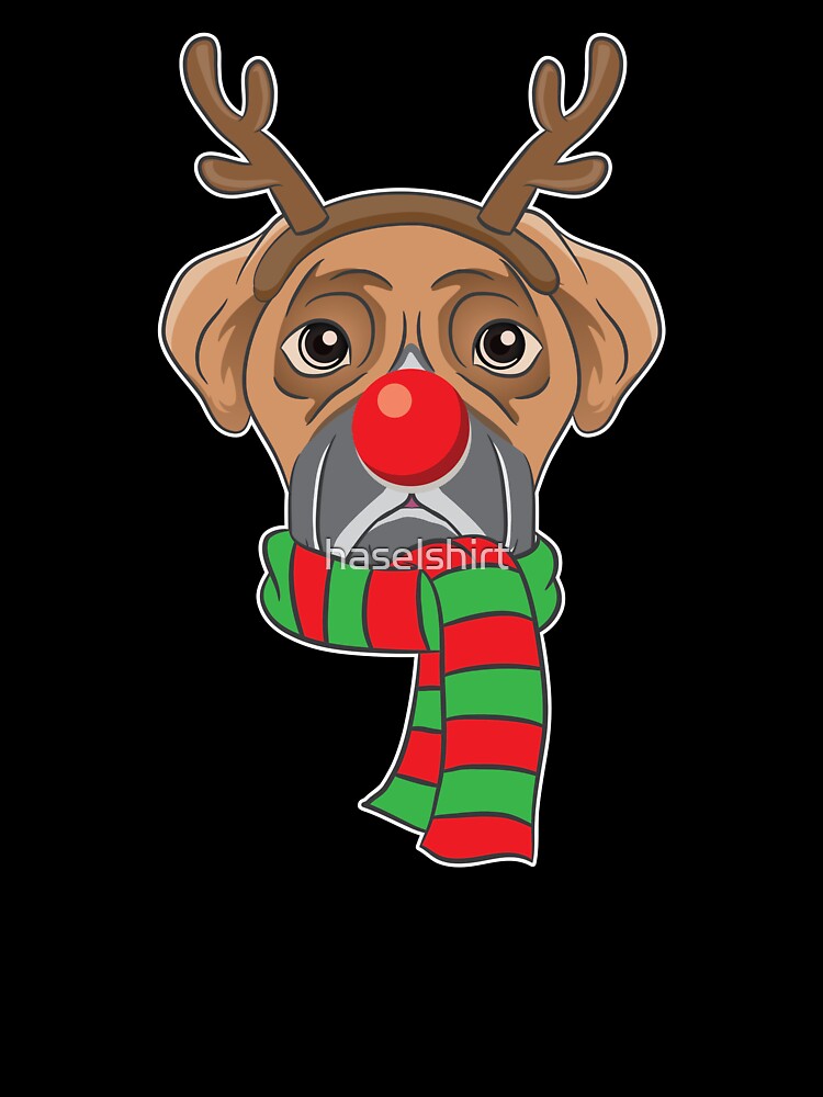 Funny Christmas Dog Xmas Reindeer Boxer Holiday Gift by haselshirt
