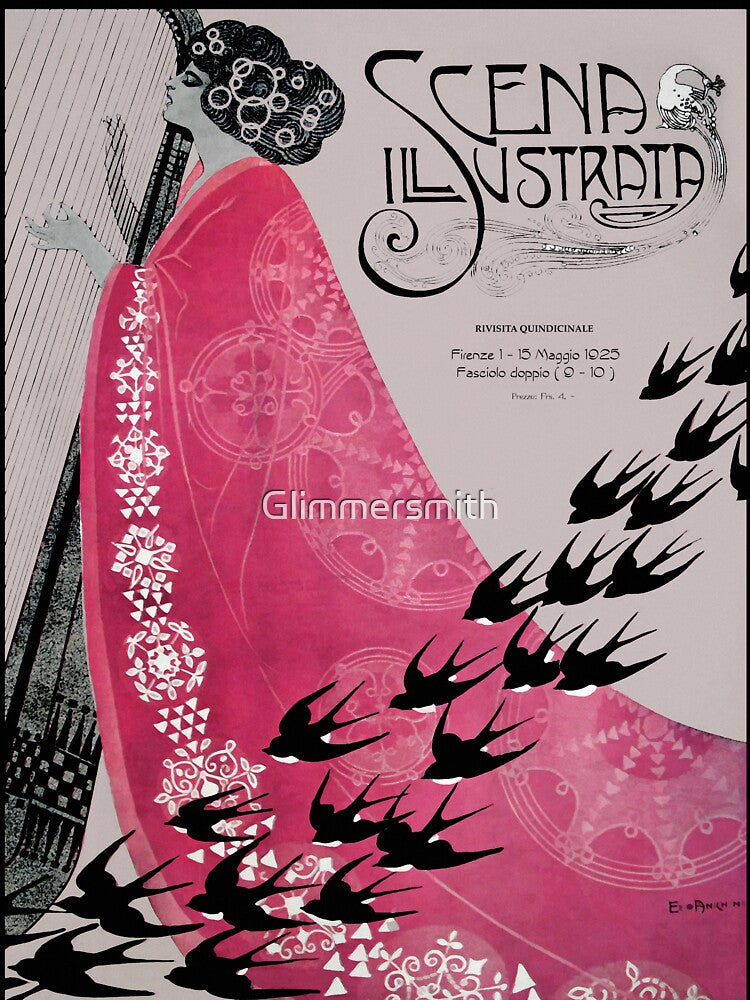 Vintage Art Nouveau Woman Italian Art Magazine Cover art by Glimmersmith