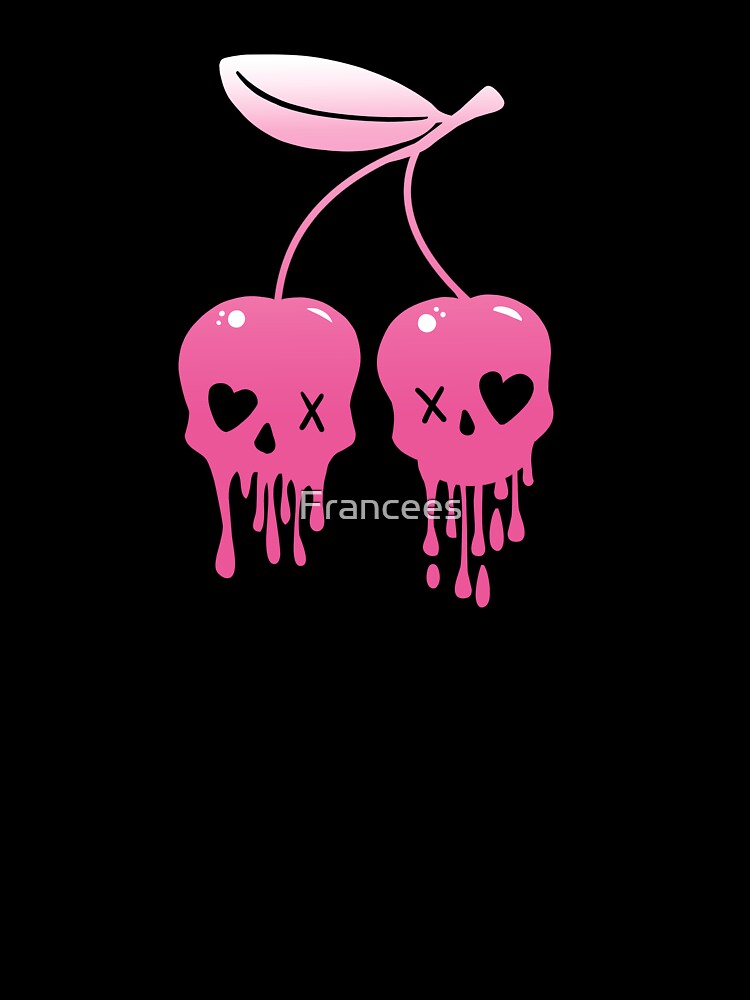 Cherries Skull Soft Pastel by Fran Fryberg