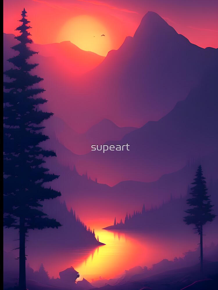 Find Your Perfect Minimalist Landscape Mountain Trees Print: From Art to Home Decor by supeart