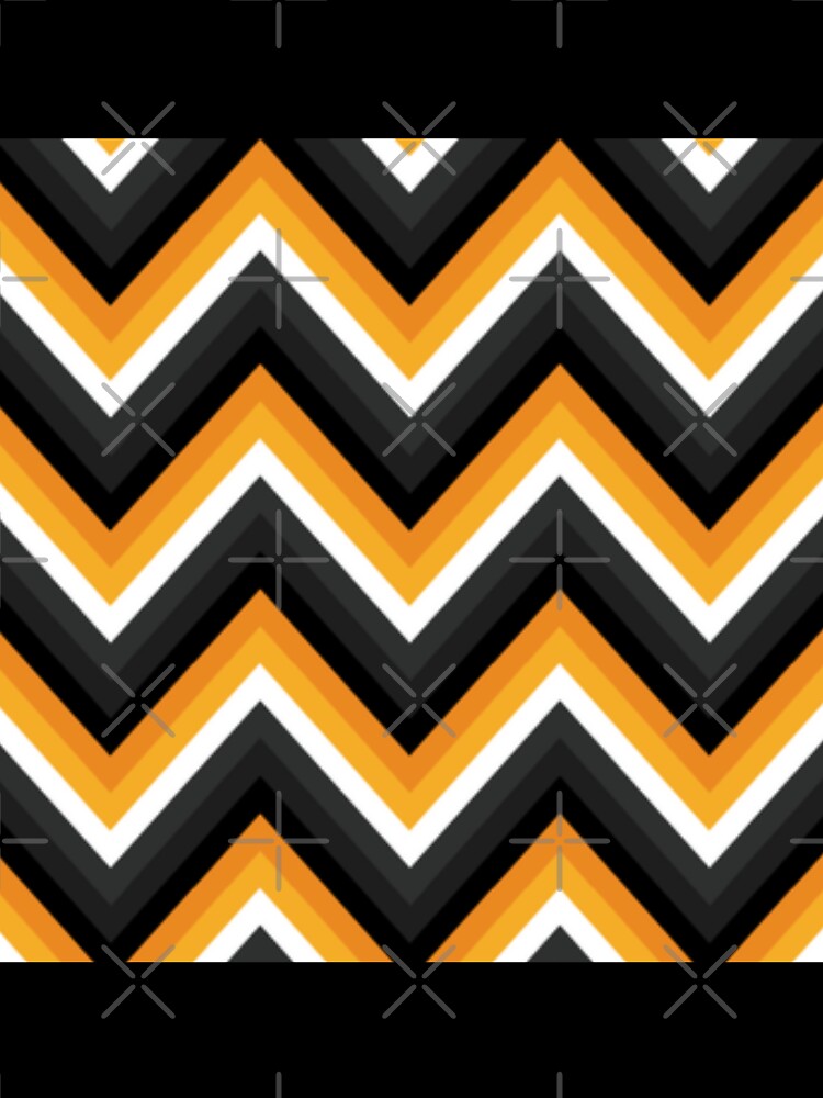 Halloween Colors Abstract Zigzag Pattern. Geometrical Orange, Black, White Zigzag by silviaol