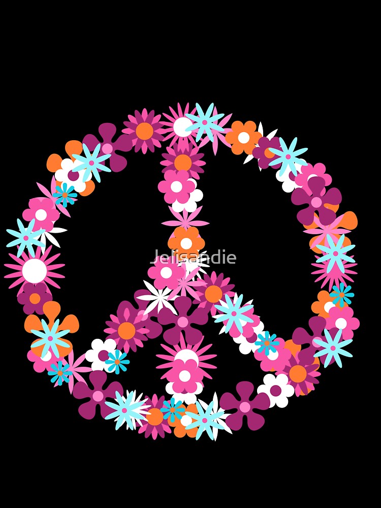 who love peace and flowers: peace sign made of colorful flowers. by Jelisandie