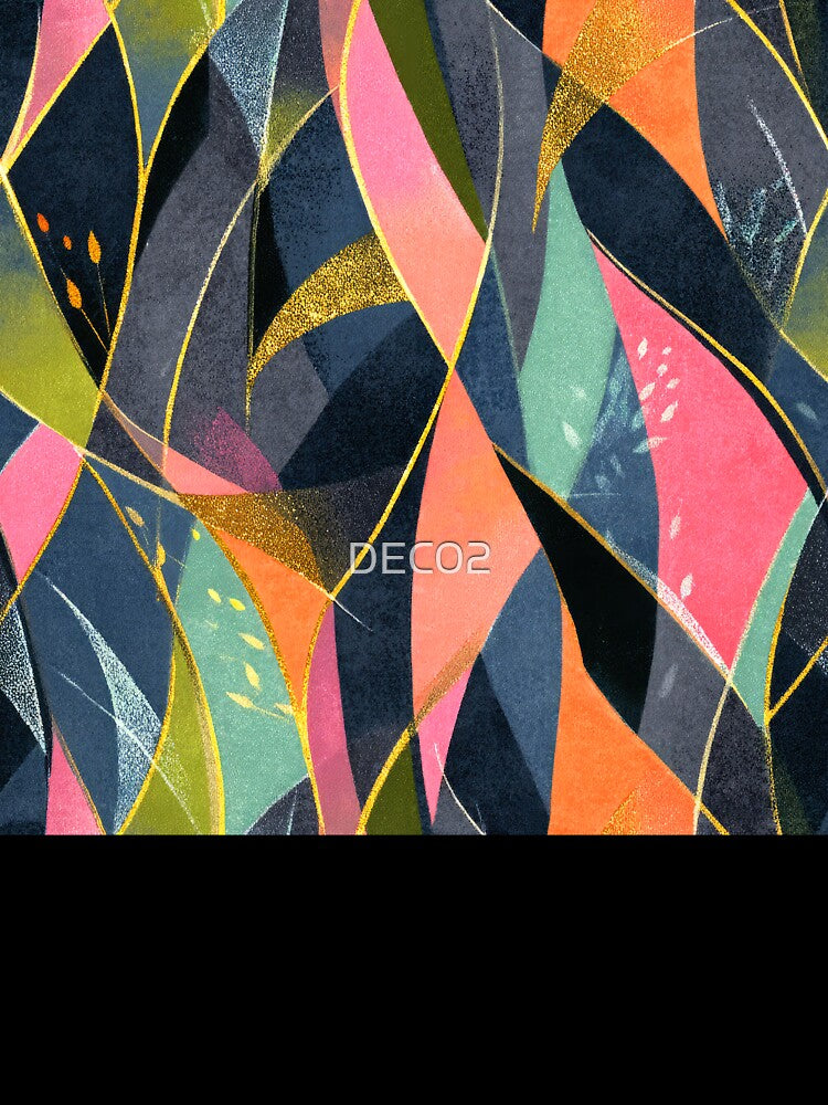 Boho-Style Pink, Golden, And Orange Textured Abstract by DEC02