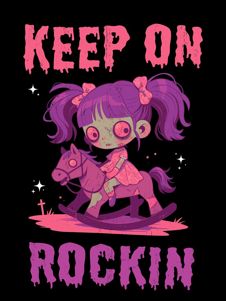 Keep on rockin - Cute pastel goth chibi rocking horse girl by Random Tees