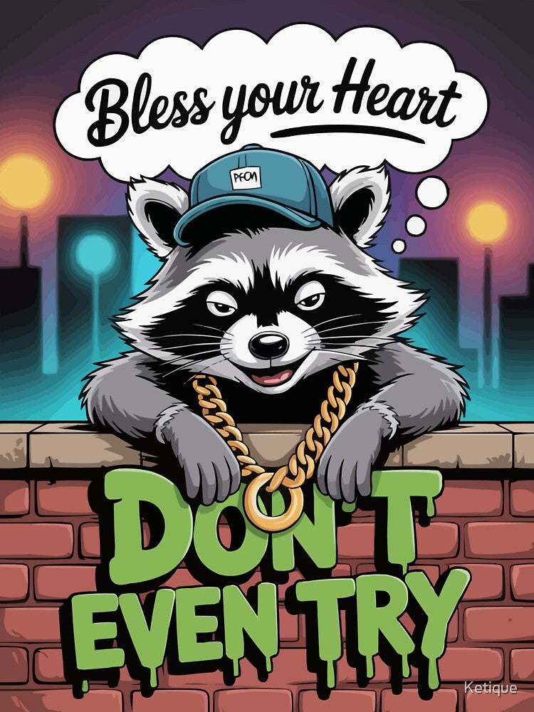 Funny Bless Your Heart Raccoon by Ketique