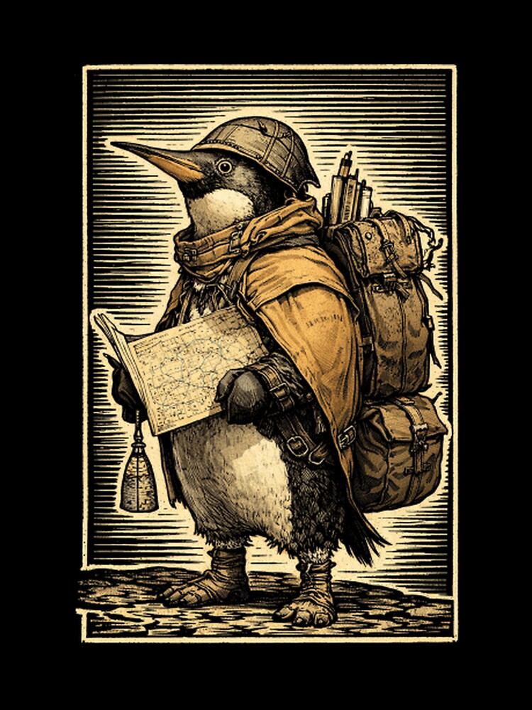 The Penguin Cartographer of Lost Roads by ThuHungart