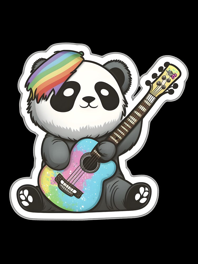 Goth Panda EMO Rock Sticker - Goth Pandas Rock On by sgibby80