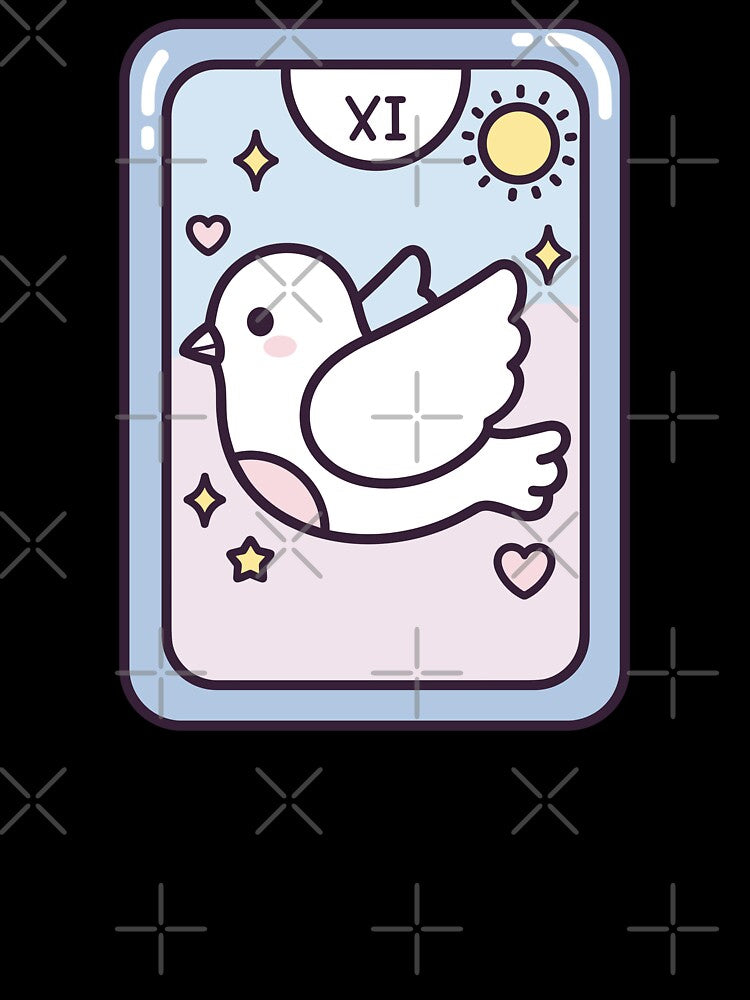 Kawaii Pigeon Tarot Card Pastel Bird Illustration by BRU Design