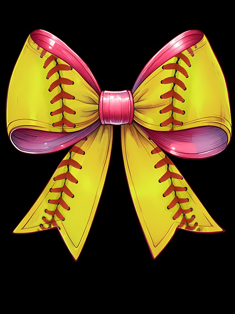 Coquette Bow Softball Pattern Mothers Day Ribbon Mom Girl Long Sleeve by facegm