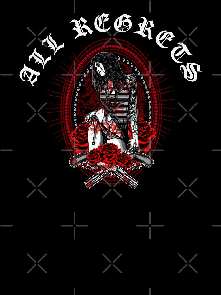 All Regrets Blood Red Rose And Gun Gothic Tattoo Girl by darknessjeff86
