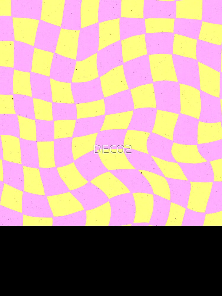 Y2K Pink Lipgloss And Yellow Wavy Checkered Pattern by DEC02
